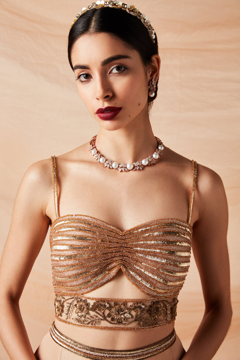 LILI ANTIQUE GOLD BEADWORK BRALET