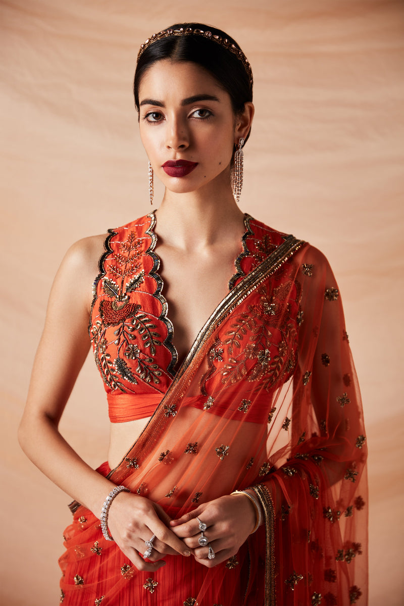 TARA RUCHED PRE PLEATED SAREE